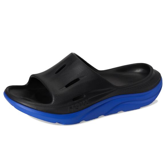 HOKA UNISEX ORA RECOVERY SLIDE 17 BLACK/ULTRAMARINE MEN\'S 5, WOMENS 7